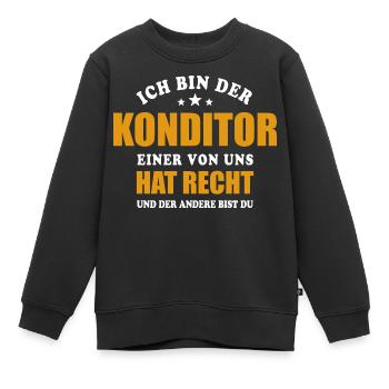 Ich bin der Konditor - einer von uns hat Recht - Kinder Premium Organic Sweatshirt - Schwarz - Vorne - AI Model Kid Female (0cm)