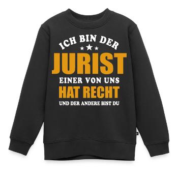 Ich bin der Jurist - einer von uns hat Recht - Kinder Premium Organic Sweatshirt - Schwarz - Vorne - AI Model Kid Female (0cm)