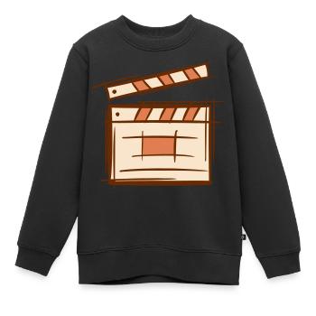Filmklappe. Regisseur. Filmproduzent. Filmemacher. - Kinder Premium Organic Sweatshirt - Schwarz - Vorne - AI Model Kid Female (0cm)