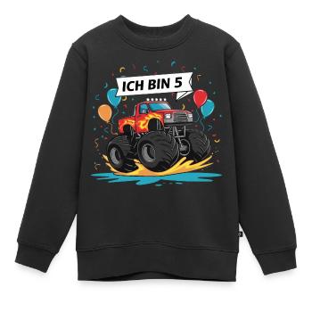 Monster Truck - Ich bin 5 - Einzigartiges Geschenk - Kinder Premium Organic Sweatshirt - Schwarz - Vorne - AI Model Kid Female (0cm)