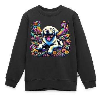 Symphonie d’harmonica du Labrador - Sweat Premium enfant bio - noir - Devant - AI Model Kid Female (0cm)