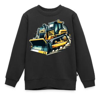 Planierraupe auf der Baustelle coole Baufahrzeuge - Kinder Premium Organic Sweatshirt - Schwarz - Vorne - AI Model Kid Female (0cm)