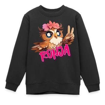 RONJA - Schöner Mädchen Name mit süßer EULE - Kinder Premium Organic Sweatshirt - Schwarz - Vorne - AI Model Kid Female (0cm)