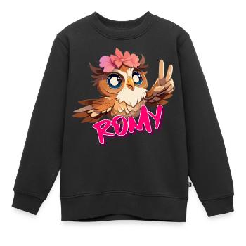 ROMY - Schöner Mädchen Name mit süßer EULE - Kinder Premium Organic Sweatshirt - Schwarz - Vorne - AI Model Kid Female (0cm)