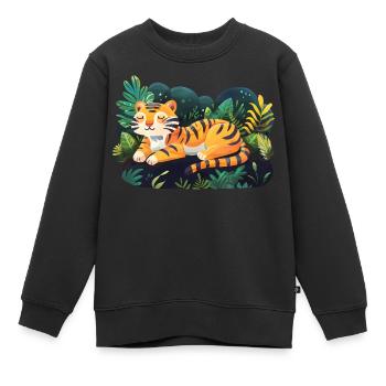 Cute Cartoon Tiger - Kids Premium Organic Sweatshirt - black - Front - AI Model Kid Female (0cm)
