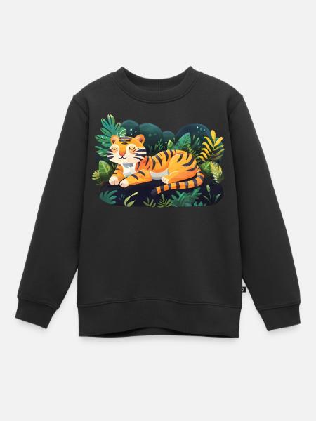 Cute Cartoon Tiger - Kids Premium Organic Sweatshirt - black