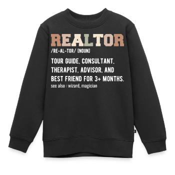 Lustiger Immobilienmakler - Makler Definition - Kinder Premium Organic Sweatshirt - Schwarz - Vorne - AI Model Kid Female (0cm)