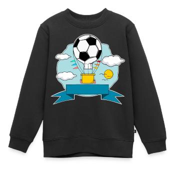 Fußball Heißluftballon Namensschild blau - Kinder Premium Organic Sweatshirt - Schwarz - Vorne - AI Model Kid Female (0cm)