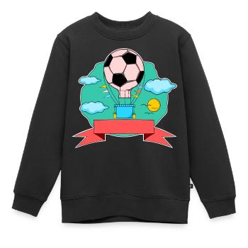 Fußball Heißluftballon Namensschild grün - Kinder Premium Organic Sweatshirt - Schwarz - Vorne - AI Model Kid Female (0cm)