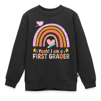 Schulstart, Erste Klasse - Kinder Premium Organic Sweatshirt - Schwarz - Vorne - AI Model Kid Female (0cm)