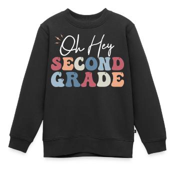 Oh hey, Lehrer, Schüler der zweiten Klasse, 2. Klasse - Kinder Premium Organic Sweatshirt - Schwarz - Vorne - AI Model Kid Female (0cm)