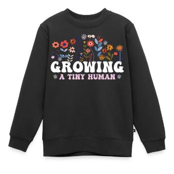 Anbau einer winzigen menschlichen Boho-Blume Blumenschwanger - Kinder Premium Organic Sweatshirt - Schwarz - Vorne - AI Model Kid Female (0cm)