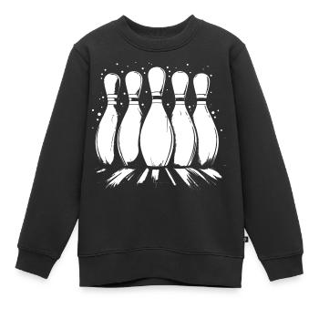 Bowling Pins - Kinder Premium Organic Sweatshirt - Schwarz - Vorne - AI Model Kid Female (0cm)