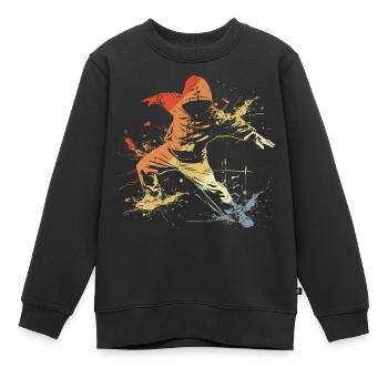 Breakdancer Vintage Look - Kinder Premium Organic Sweatshirt - Schwarz - Vorne - AI Model Kid Female (0cm)