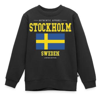 Stockholm - Sweat Premium enfant bio - noir - Devant - AI Model Kid Female (0cm)