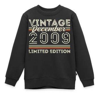 Vintage Décembre 2009 - 16e Anniversaire Décember - Sweat Premium enfant bio - noir - Devant - AI Model Kid Female (0cm)