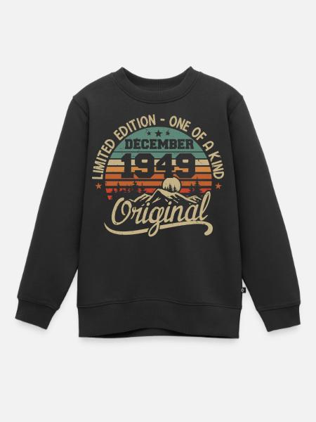 Originalgeschenk zum 76. Jubiläum, Dezember 1949 - Kinder Premium Organic Sweatshirt - Schwarz