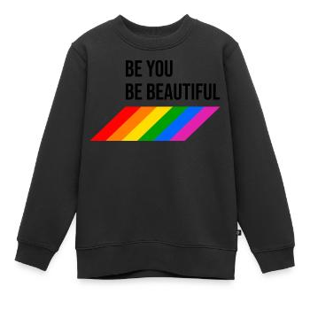 Be You Be Beautiful Regenbogen - Kinder Premium Organic Sweatshirt - Schwarz - Vorne - AI Model Kid Female (0cm)