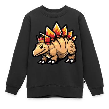 Couronne de dessin animé de stégosaure de dinosaure - Sweat Premium enfant bio - noir - Devant - AI Model Kid Female (0cm)