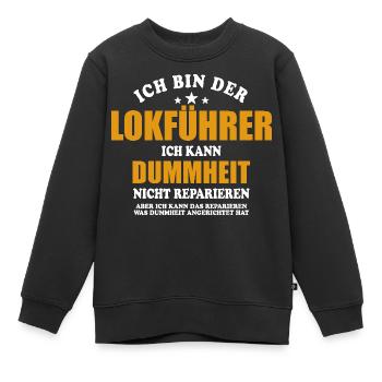 Lokführer - ich kann Dummheit nicht reparieren - Kinder Premium Organic Sweatshirt - Schwarz - Vorne - AI Model Kid Female (0cm)