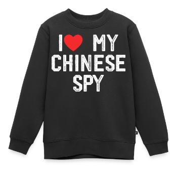 Ich liebe meinen chinesischen Spion - Kinder Premium Organic Sweatshirt - Schwarz - Vorne - AI Model Kid Female (0cm)