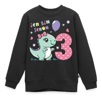 3. Geburtstag niedlicher Dino Mädchen Geschenk - Kinder Premium Organic Sweatshirt - Schwarz - Vorne - AI Model Kid Female (0cm)