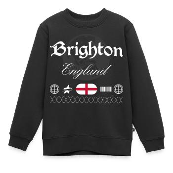 Brighton England Streetwear Reise Souvenir - Kinder Premium Organic Sweatshirt - Schwarz - Vorne - AI Model Kid Female (0cm)