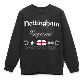 Souvenir de voyage streetwear à Nottingham, Angleterre - Sweat Premium enfant bio - noir - Devant - AI Model Kid Female (0cm)