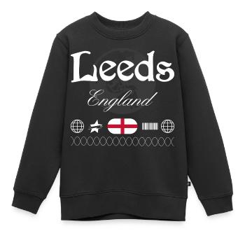 Leeds England Streetwear Reise Souvenir - Kinder Premium Organic Sweatshirt - Schwarz - Vorne - AI Model Kid Female (0cm)