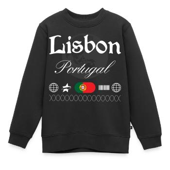 Lisbon Portugal Streetwear Travel Souvenir - Kids Premium Organic Sweatshirt - black - Front - AI Model Kid Female (0cm)
