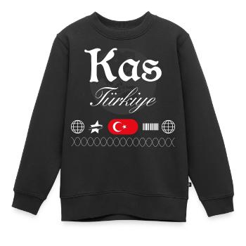 Kaş Turkey Streetwear Travel Souvenir - Kids Premium Organic Sweatshirt - black - Front - AI Model Kid Female (0cm)
