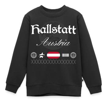 Hallstatt Austria Streetwear Travel Souvenir - Kids Premium Organic Sweatshirt - black - Front - AI Model Kid Female (0cm)