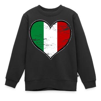 Italien Herzflagge used - Kinder Premium Organic Sweatshirt - Schwarz - Vorne - AI Model Kid Female (0cm)