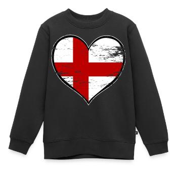 Drapeau du cœur anglais utilisé - Sweat Premium enfant bio - noir - Devant - AI Model Kid Female (0cm)