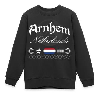 Souvenir de voyage pour la tenue urbaine aux Pays-Bas à Arnhem - Sweat Premium enfant bio - noir - Devant - AI Model Kid Female (0cm)
