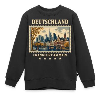 Deutschland Frankfurt Vintage Reisemarke - Kinder Premium Organic Sweatshirt - Schwarz - Vorne - AI Model Kid Female (0cm)