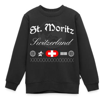 Souvenir de voyage streetwear de St. Moritz, Suisse - Sweat Premium enfant bio - noir - Devant - AI Model Kid Female (0cm)
