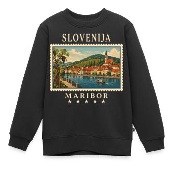 Marque de voyage vintage de Maribor en Slovénie - Sweat Premium enfant bio - noir - Devant - AI Model Kid Female (0cm)