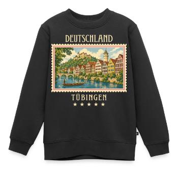 Deutschland Tübingen Vintage Reisemarke - Kinder Premium Organic Sweatshirt - Schwarz - Vorne - AI Model Kid Female (0cm)