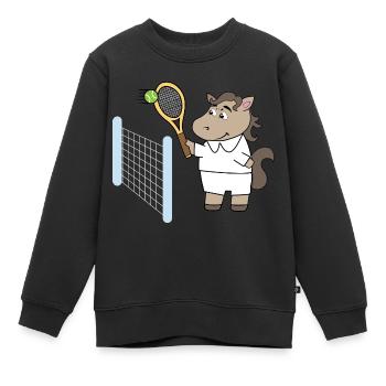 Tennis Mädchen Pferde reiten - Kinder Premium Organic Sweatshirt - Schwarz - Vorne - AI Model Kid Female (0cm)