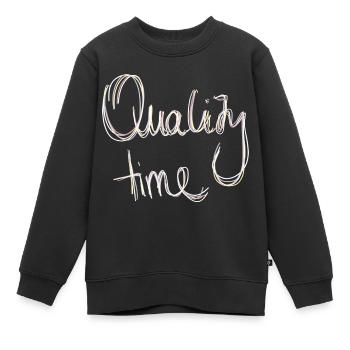 Temps de qualité Calligraphie Minimalisme - Sweat Premium enfant bio - noir - Devant - AI Model Kid Female (0cm)