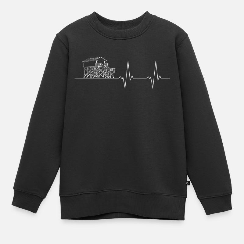 Construction de pieux de ligne d'impulsion blanc - Sweat Premium enfant bio - noir