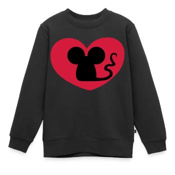 Verliebte Maus / Mouse in love / souris amoureuse - Kinder Premium Organic Sweatshirt - Schwarz - Vorne - AI Model Kid Female (0cm)