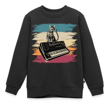 Modular Synthesizer Elektronische Musik Analog Cat - Kinder Premium Organic Sweatshirt - Schwarz - Vorne - AI Model Kid Female (0cm)