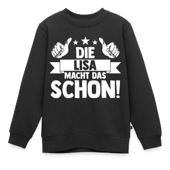 Lisa - Kinder Premium Organic Sweatshirt - Schwarz - Vorne - AI Model Kid Female (0cm)