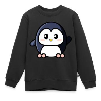 Mignon pingouin agitant - Sweat Premium enfant bio - noir - Devant - AI Model Kid Female (0cm)