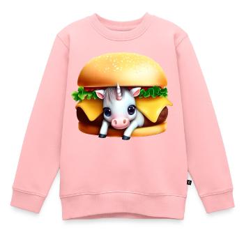 Einhorn Cheeseburger - Kinder Premium Organic Sweatshirt - Rosa - Vorne - AI Model Kid Female (0cm)