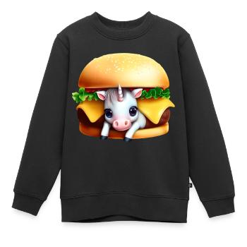 Einhorn Cheeseburger - Kinder Premium Organic Sweatshirt - Schwarz - Vorne - AI Model Kid Female (0cm)