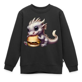 Cheeseburger Drache - Kinder Premium Organic Sweatshirt - Schwarz - Vorne - AI Model Kid Female (0cm)