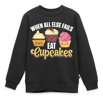 Quand tout le reste échoue Mangez des cupcakes Drôle de chef pâtissier - Sweat Premium enfant bio - noir - Devant - AI Model Kid Female (0cm)